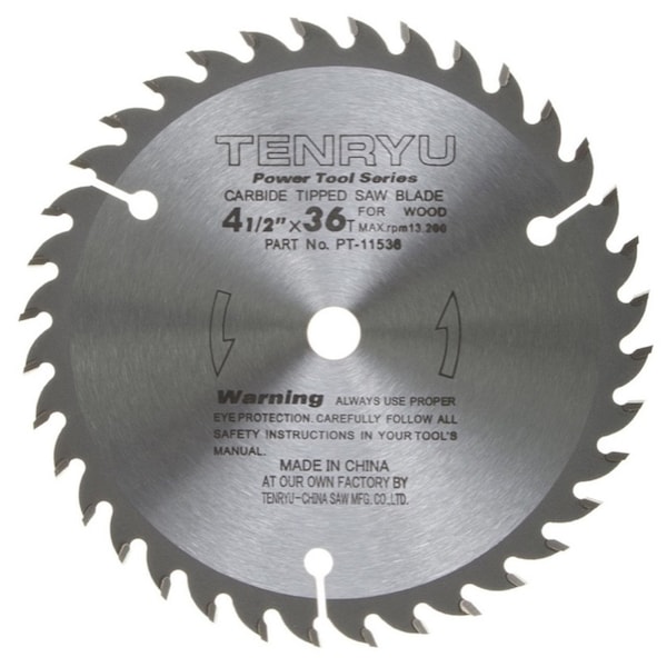 Tenryu 4-1/2in Trim Blade 36T 3/8in Arbor, 0.063 Kerf, 13200 Rpm, Corded PT-11536 - main